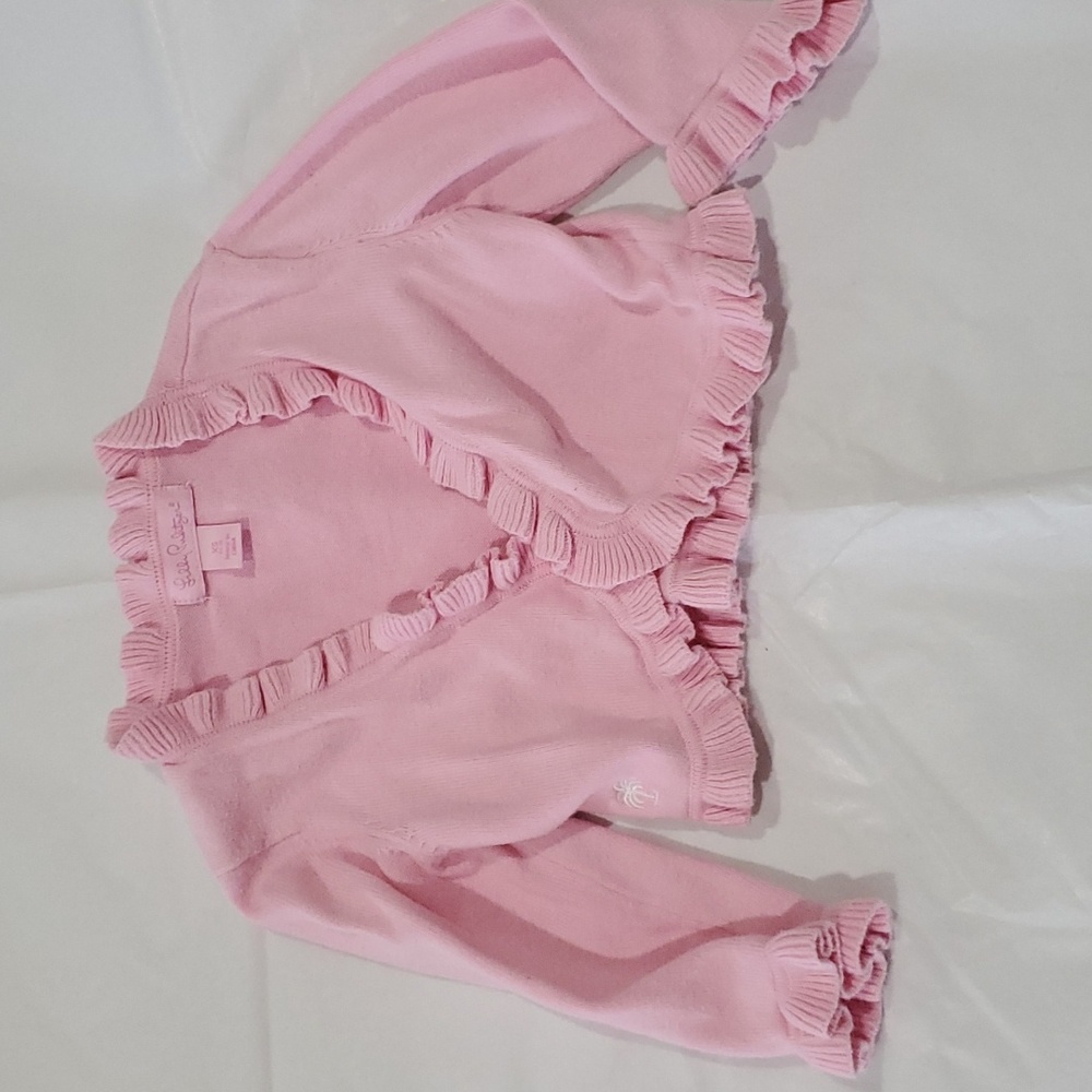 Pink Kids Lilly Pulitzer Sweater with Ruffle Detail - Size XS